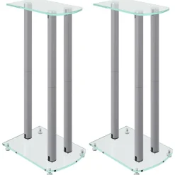 vidaXL Supports de haut-parleurs 2 pcs é verre trempé 3 piliers