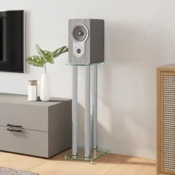 vidaXL Supports de haut-parleurs 2 pcs é verre trempé 3 piliers