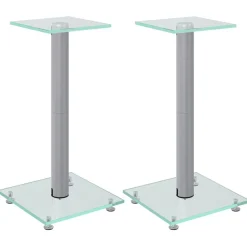 vidaXL Supports de haut-parleurs 2 pcs é verre trempé 1 pilier
