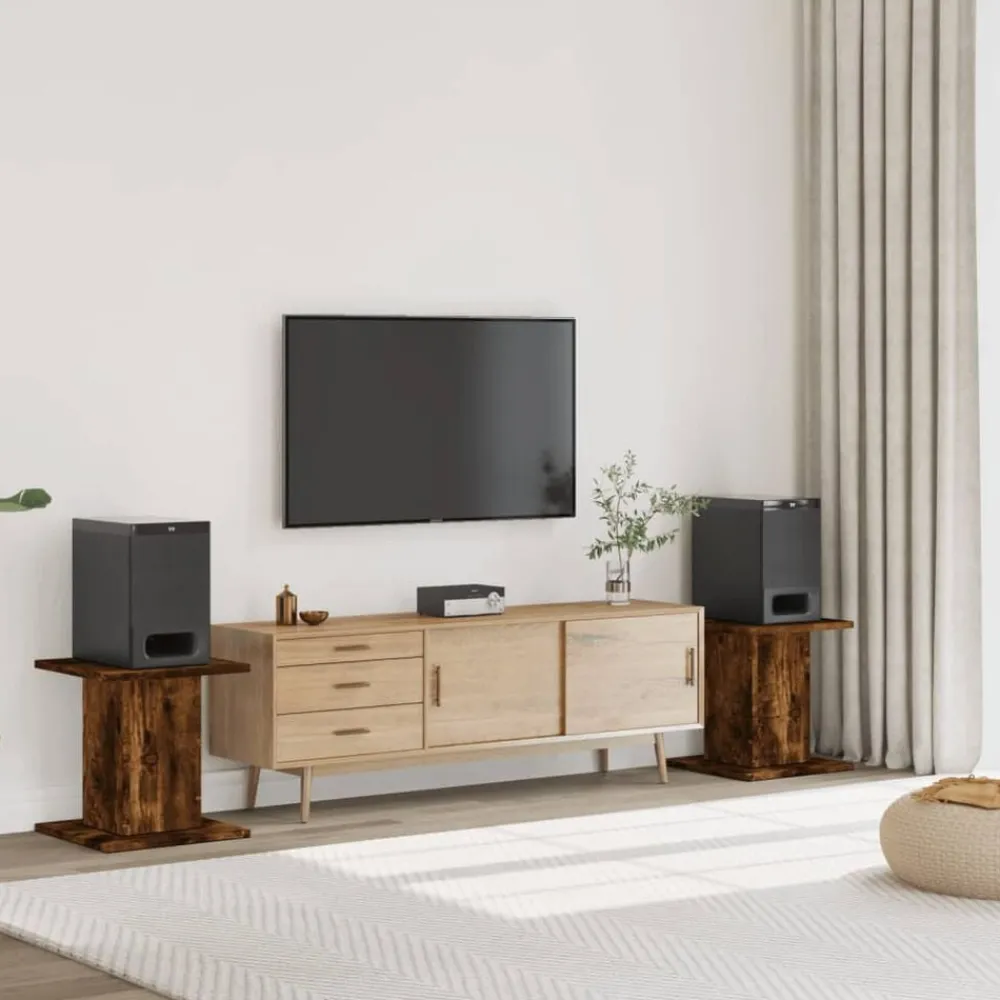 vidaXL Supports de haut-parleurs 2 pcs chêne fumé bois d'ingénierie