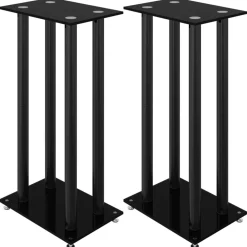 vidaXL Supports de haut-parleurs 2 pcs verre trempé 4 piliers