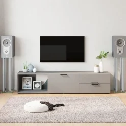 Appareils Électroniques-vidaXL Supports de haut-parleurs 2 pcs é verre trempé 4 piliers Argent