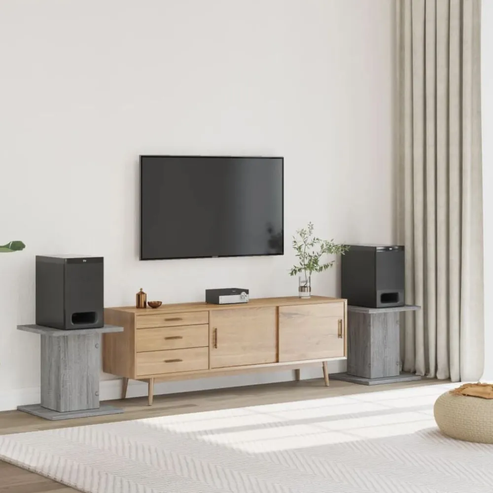 vidaXL Supports de haut-parleurs 2 pcs gris sonoma bois d'ingénierie