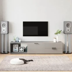 Appareils Électroniques-vidaXL Supports de haut-parleurs 2 pcs 4 piliers Noir et argenté