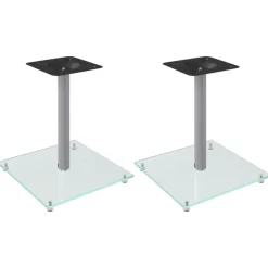 vidaXL Supports de haut-parleurs 2 pcs é verre trempé 1 pilier