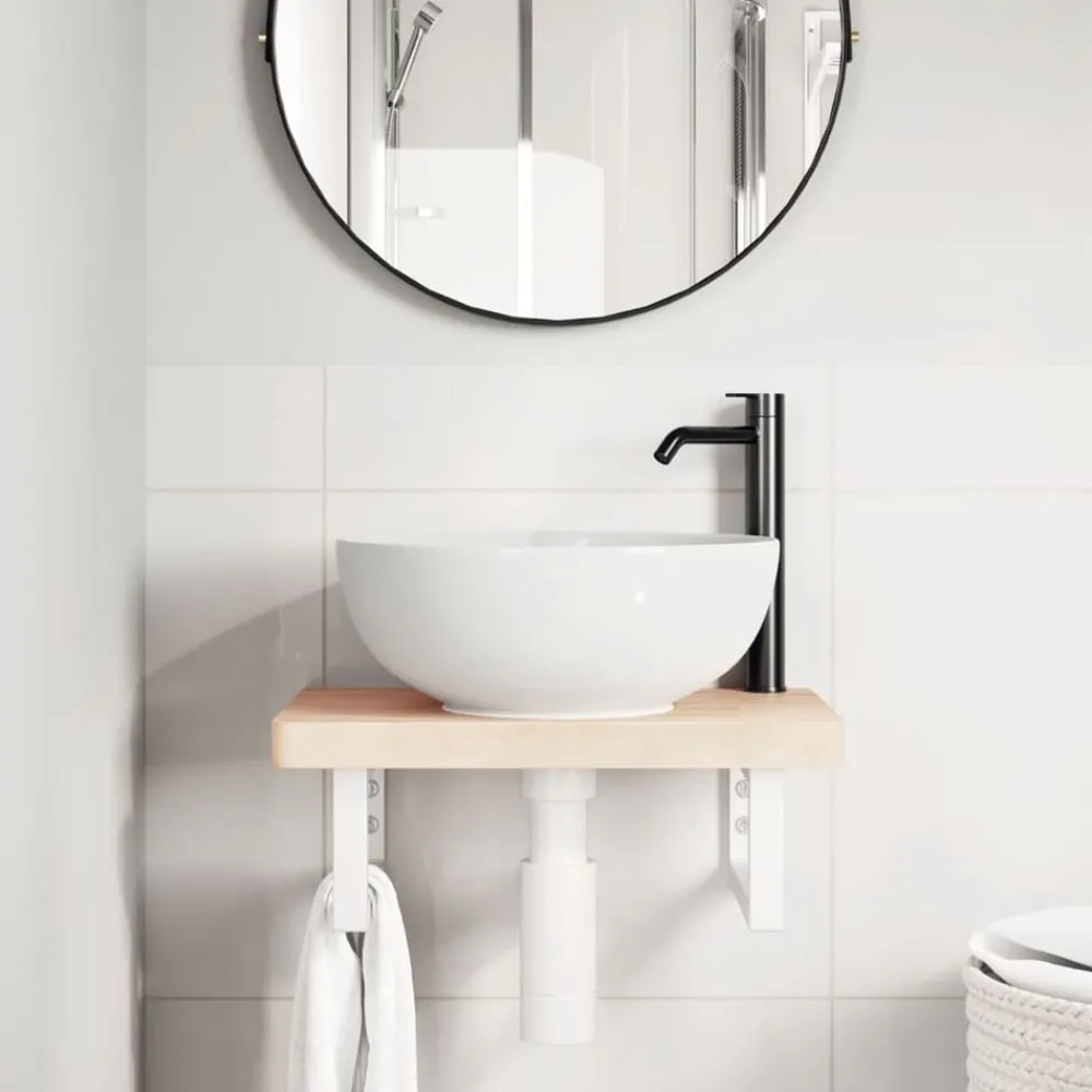 Accessoires De Quincaillerie-vidaXL Supports d'étagères pour lavabo 2 pcs rectangulaire acier Blanc