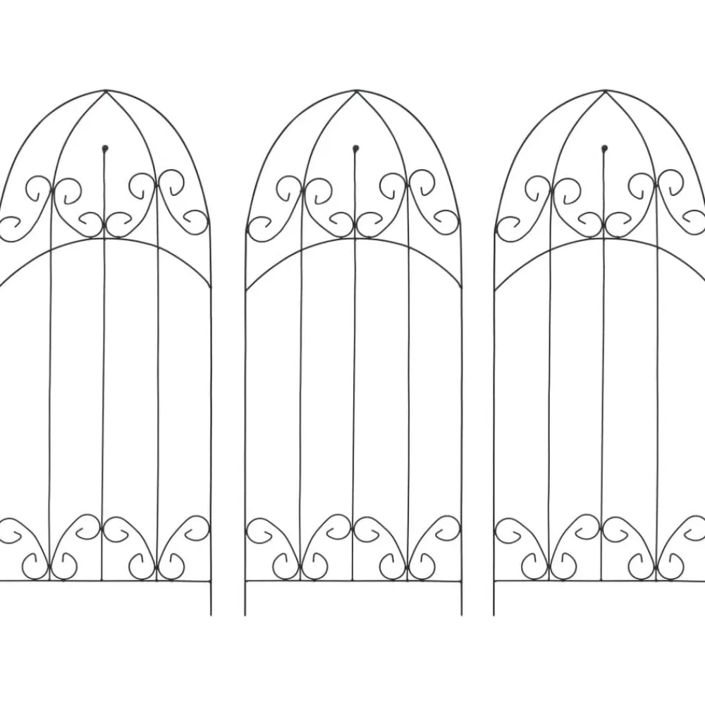 Pelouses & Jardins-vidaXL Supports pour plantes grimpantes 3 pcs Noir 40x100 cm Fer