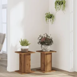 Pelouses & Jardins-vidaXL Supports pour plantes 2 pcs chêne artisanal bois d'ingénierie Ch&ecirc;ne