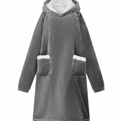 Vêtements & Accessoires-vidaXL Sweat à capuche couverture M Polaire et flanelle Gris foncé