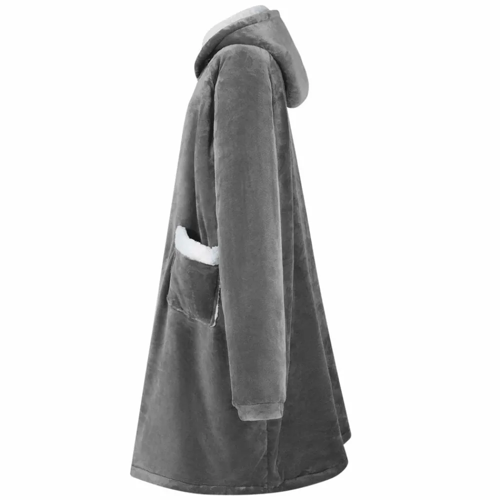 Vêtements & Accessoires-vidaXL Sweat à capuche couverture M Polaire et flanelle Gris foncé