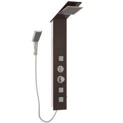 Plomberie-vidaXL Système de panneau de douche Verre Marron