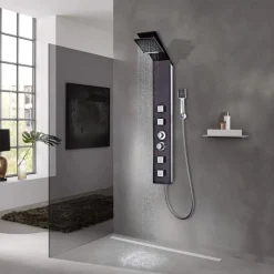Plomberie-vidaXL Système de panneau de douche Verre Marron
