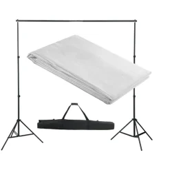 Appareils Photo-vidaXL Système de support de toile de fond 300 x 300 cm Blanc