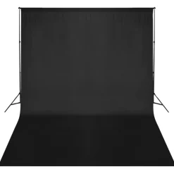 Appareils Photo-vidaXL Système de support de toile de fond 500 x 300 cm Noir