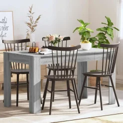 Tables-vidaXL Table à dîner 140x74,5x76 cm Bois d'ingénierie Sonoma gris