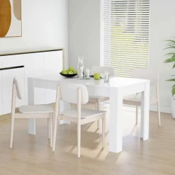 Tables-vidaXL Table à manger 140x74,5x76 cm Bois d'ingénierie Blanc