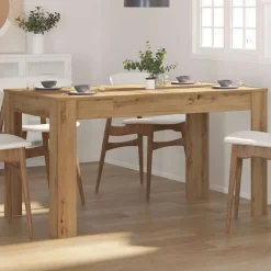 Tables-vidaXL Table à manger chêne artisanal 140x74,5x76 cm bois d'ingénierie ch&ecirc;ne artisanal