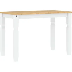 Tables-vidaXL Table à manger Corona 112x60x75 cm bois massif de pin Blanc