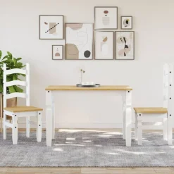 Tables-vidaXL Table à manger Corona 112x60x75 cm bois massif de pin Blanc