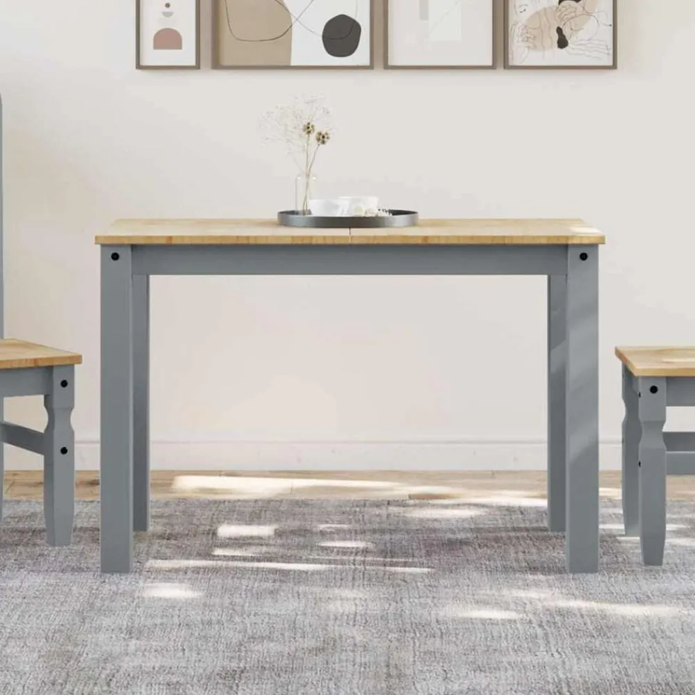 Tables-vidaXL Table à manger PANAMA 112x60x75 cm bois massif de pin Gris