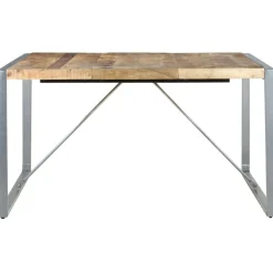 vidaXL Table à manger 140x140x75 cm Bois de manguier brut