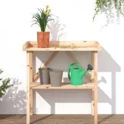 vidaXL Table à plantes avec étagère 78x38x82,5 cm bois de sapin solide