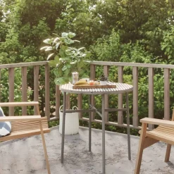 Mobilier De Jardin-vidaXL Table à thé 45 cm Résine tressée Gris
