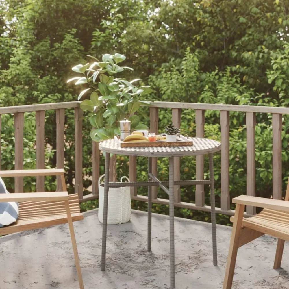 Mobilier De Jardin-vidaXL Table à thé 45 cm Résine tressée Gris