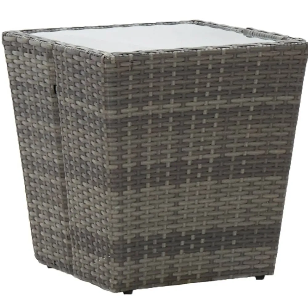 Mobilier De Jardin-vidaXL Table à thé 41,5x41,5x43 cm Résine tressée et verre trempé Gris