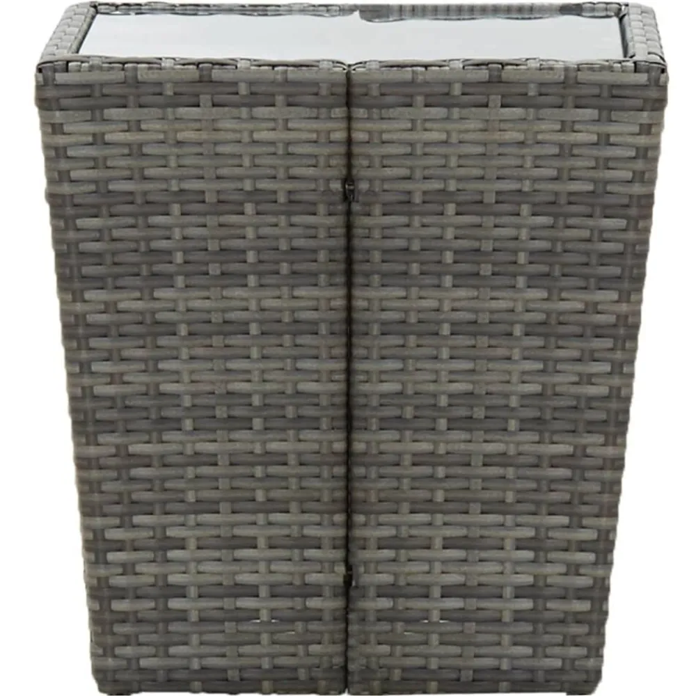 Mobilier De Jardin-vidaXL Table à thé 41,5x41,5x43 cm Résine tressée et verre trempé Gris
