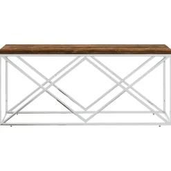 vidaXL Table basse acier inoxydable et bois massif de récupération