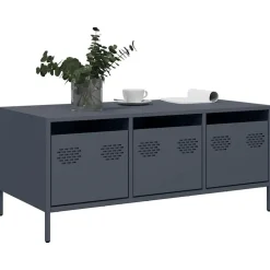 Tables-vidaXL Table basse 101,5x50x43,5 cm acier laminé à froid Anthracite