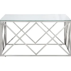 Tables-vidaXL Table basse argenté acier inoxydable et verre trempé argenté et blanc