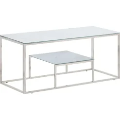 vidaXL Table basse argenté acier inoxydable et verre trempé
