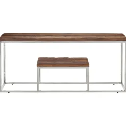Tables-vidaXL Table basse é acier inoxydable et bois de mélèze massif Argent