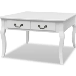 Tables-vidaXL Table basse avec 4 tiroirs Blanc