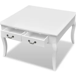 Tables-vidaXL Table basse avec 4 tiroirs Blanc