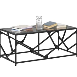 Tables-vidaXL Table basse avec dessus en verre 98,5x50x41 cm acier Noir