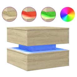 vidaXL Table basse avec lumières LED chêne sonoma 50x50x40 cm