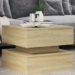 vidaXL Table basse avec lumières LED chêne sonoma 50x50x40 cm