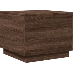 vidaXL Table basse avec lumières LED chêne marron 50x50x40 cm