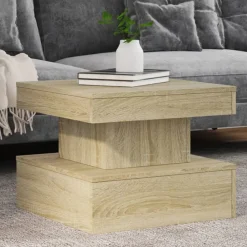 vidaXL Table basse avec lumières LED chêne sonoma 50x50x40 cm