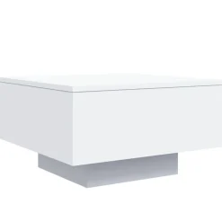 Tables-vidaXL Table basse avec lumières LED 55x55x31 cm Blanc