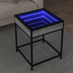 Tables-vidaXL Table basse avec LED Infinity 40x40x51 cm Sonoma gris