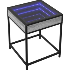 Tables-vidaXL Table basse avec LED Infinity 40x40x51 cm Sonoma gris