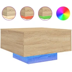 vidaXL Table basse avec lumières LED chêne sonoma 55x55x31 cm