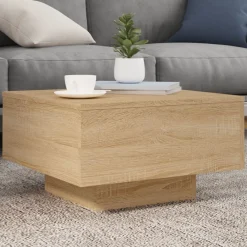 vidaXL Table basse avec lumières LED chêne sonoma 55x55x31 cm