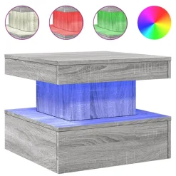 Tables-vidaXL Table basse avec lumières LED 50x50x40 cm Sonoma gris