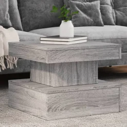Tables-vidaXL Table basse avec lumières LED 50x50x40 cm Sonoma gris