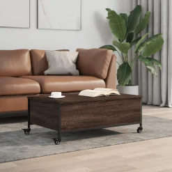 vidaXL Table basse avec roulettes chêne marron bois d'ingénierie
